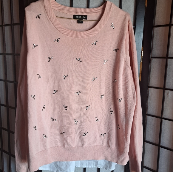 Pink Detail 2 in One Sweater Blouse - Picture 2 of 8